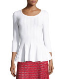 Icacos Peplum 3/4-Sleeve Sweater, Bianco