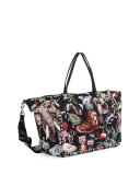 Tree of Life Large Reversible Tote Bag, Black Multi