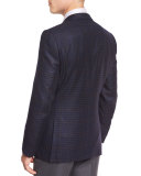 Check Two-Button Sport Coat, Navy/Charcoal
