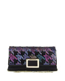 Ines Houndstooth Envelope Clutch Bag, Black/Multi