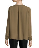Rib-Trim Silk Sweatshirt