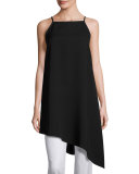 Taylor Sleeveless Double-Georgette Silk Tunic, Black