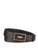 Cadogan Men's Grained Leather Belt, Brown/Black