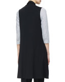 Sleeveless Lightweight Long Vest, Black