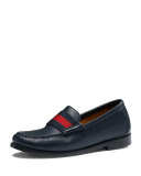 Junior Leather Loafer with Web Detail