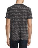 Lucas Jersey Logo Scribble Stripe T-Shirt, Black