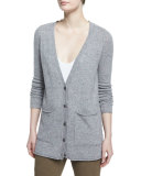 Cashmere V-Neck Donegal Cardigan, Gray