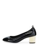Patent Cube-Heel Pump, Black