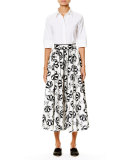 Café Umbrella Midi Skirt, Black/White