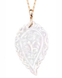 Large India Leaf Carved Pendant Necklace in 18K Rose Gold