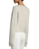 Barrett Belted V-Neck Wool-Blend Sweater, Oatmeal