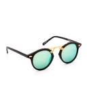 St. Louis Round Mirrored Sunglasses, Black