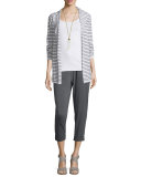 Organic Slub Striped Hooded Cardigan 
