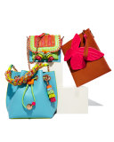 Claudie Colorblock Tassel Crossbody Bag, Aqua