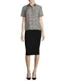 Punto Milano Long Pencil Skirt, Black