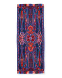 Dehli Paisley Wool & Silk Scarf, Denim