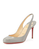 Fifi Patent Slingback Red Sole Pump, Gray