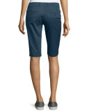 Side-Buckle Bermuda Shorts, Slate Blue