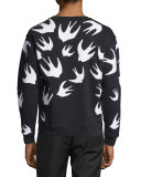 Bird-Print Crew-Neck Sweatshirt