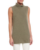 Leona Sleeveless Funnel-Neck Sweater, Dark Pear