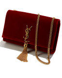 Kate Monogram Medium Velvet Tassel Shoulder Bag, Red