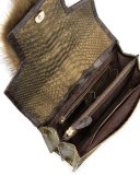 Sable Fur/Python Small Chain-Strap Shoulder Bag, Brown