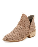 Leaf Perforated Leather Bootie, Neutral Pattern