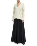 Wilden Long-Sleeve V-Neck Tunic, White Rose