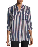 Major Striped Long-Sleeve Silk Shirt