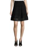 Solid Rib-Stitch A-line Skirt