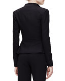 Stand-Collar Peplum Jacket, Black