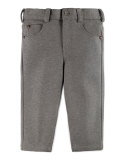 Melange Straight-Leg Scuba Pants, Gray, Size 12M-4