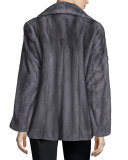 Shawl-Collar Mink Jacket, Light Gray
