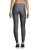 High-Rise Printed Sport Leggings, Charcoal Snake