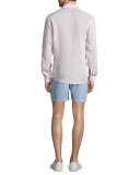Morton Long-Sleeve Linen Shirt, Pink