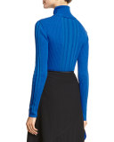 Ribbed Jersey Turtleneck Top, Blue