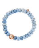 10mm Faceted African Opal Bead Bracelet with 14k Ball Spacer