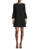 Marisa Bell-Sleeve Shift Dress, Black