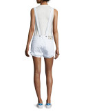 Strappy-Back Raw-Edge Shortall, Optic White