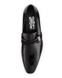 Nygel Patent Leather Loafer with Side Vara, Black