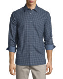 Perkin Tailored-Fit Check Sport Shirt, Bright Navy