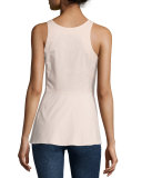 Sleeveless Pleated-Front Poplin Top, Rose