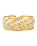 18k Gold Small Sun Ray Cuff with Diamonds