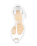Senora Patent 100mm Red Sole T-Strap Sandal, White