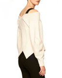 Off-the-Shoulder Corset Sweater, Natural White