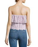 Strapless Floral Lace Top, Lavender