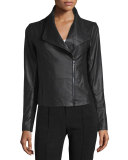 Feather Leather Scuba Jacket, Black