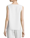 Shantung Longer-Cut Tank, White, Plus Size