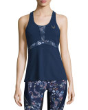 Selva Printed Technical-Knit Fitted Tank Top, Midnight Peru Print