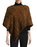 Knit Mink Fur Poncho, Whiskey